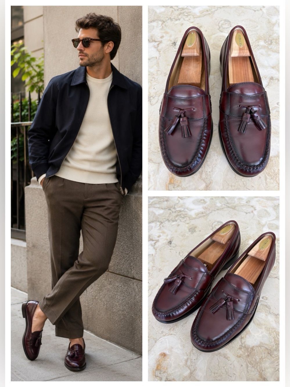 GH Bass & Co. Burgundy Tassel Loafers Men’s 10M Leather Oxblood Made in Brazil